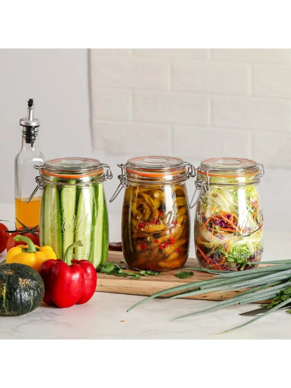 4 Pack 32oz Wide Mouth Glass Storage Jars with Airtight Lids - Perfect for